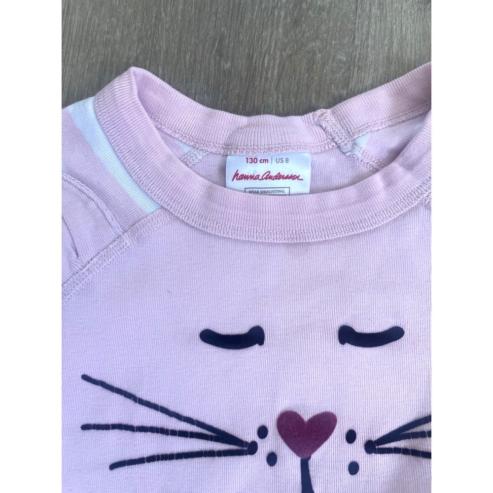Hanna Andersson Girls Pajamas 8 130 5 110 Set Organic Cotton Pink Cat Hearts Kid - Picture 4 of 7